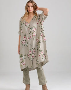 Abigail Floral linen coatdress.  Seamist