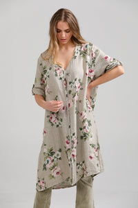 Abigail Floral linen coatdress.  Seamist