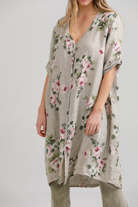 Abigail Floral linen coatdress.  Seamist