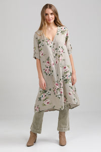 Abigail Floral linen coatdress.  Seamist