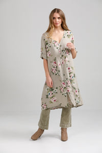 Abigail Floral linen coatdress.  Seamist