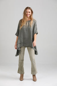 Sorrento linen top. Khaki