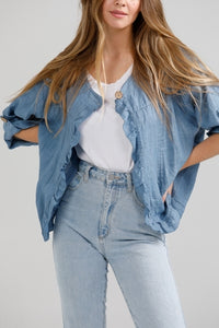 Fifi Linen Jacket. Denim Blue