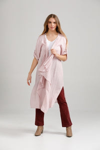 Sabine Linen Duster Coat. Blush