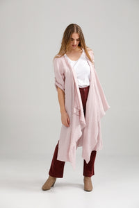 Sabine Linen Duster Coat. Blush