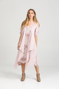 Sabine Linen Duster Coat. Blush