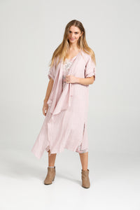 Sabine Linen Duster Coat. Blush