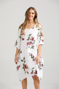 Rosabella linen dress. Icing Sugar Floral