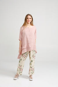 Sorrento linen top.. Pale Pink