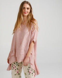 Sorrento linen Top. Rose Pink.