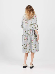 Stella Linen Floral Dress.  Dove Grey