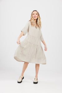 Stella Linen Dress. Oatmeal