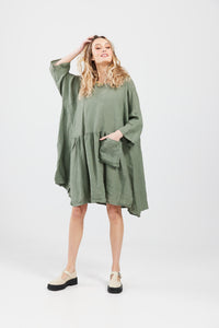 Clarissa linen dress. Olive