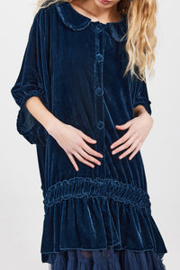 Florentine Velvet Coatdress. Midnight Blue