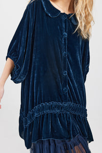 Florentine Velvet Coatdress. Midnight Blue