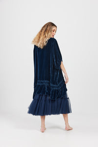 Florentine Velvet Coatdress. Midnight Blue