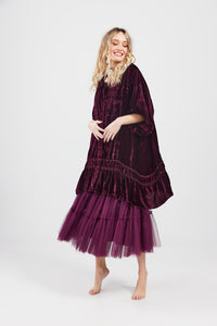 Florentine Velvet  Coatdress. Bordeaux