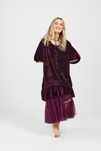 Florentine Velvet  Coatdress. Bordeaux