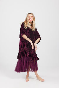 Florentine Velvet  Coatdress. Bordeaux