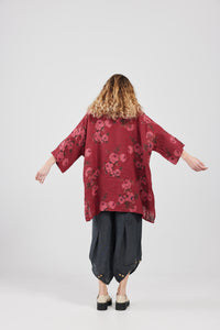 Teddie Floral linen shirt. Berry