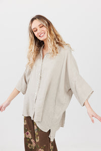 Teddie Linen shirt. Stone