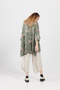 Teddie Floral linen shirt. Khaki