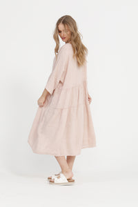 Stella linen dress. Pale Pink Rose