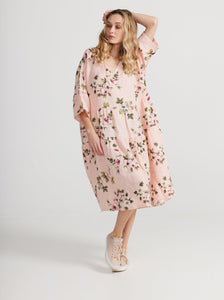 Stella Floral Linen Dress. Tearose.