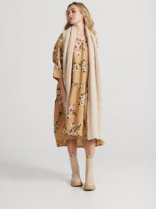 Stella floral linen dress. Caramel