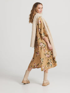 Stella floral linen dress. Caramel