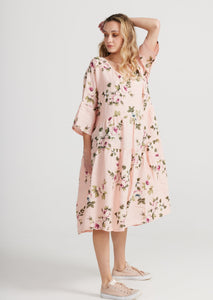 Stella Floral Linen Dress. Tearose.