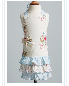 Spring Posy apron. white.