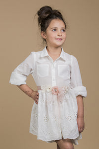 Lucille Dress. girl`s lace shirt dress.