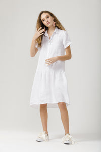 Lucia Linen shirtdress. White