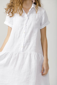 Lucia Linen shirtdress. White