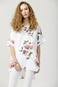 Contessa Linen Floral top. Olive