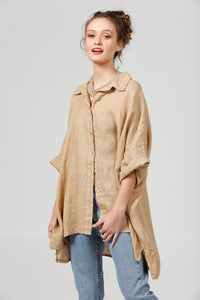 Teddie Linen shirt. Caramel