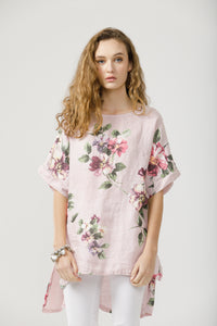 Contessa Linen Floral top. Olive