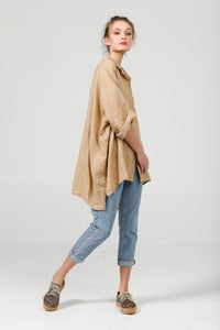 Teddie Linen shirt. Caramel