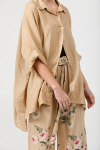 Teddie Linen shirt. Caramel