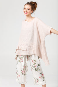 Sorrento linen top.. Pale Pink