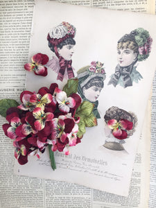 velvet viola posy. millinery flowers.